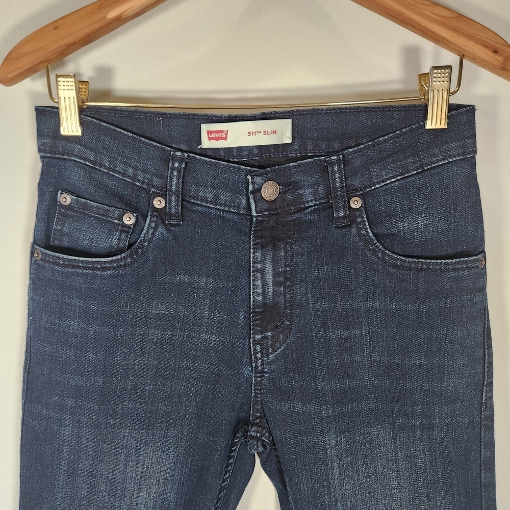 511 Levis Men's Dark Blue Slim Jeans 16 Reg 28X30 - Picture 5 of 7